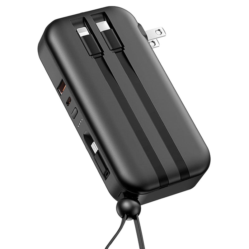 10000mAh Portable Charger with US Plug 3 Inbuilt Cables Mobile Accessories - DailySale