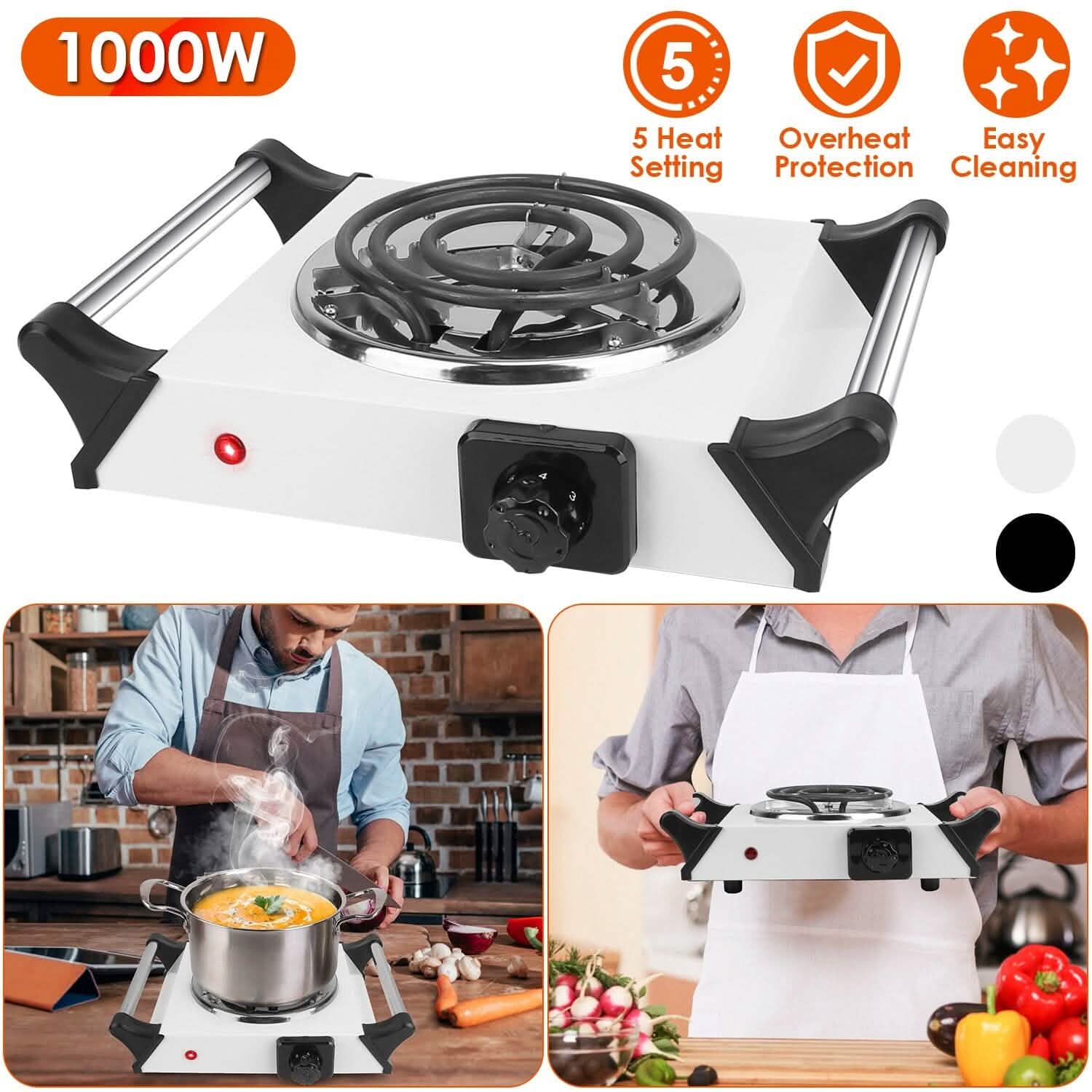 1000W Electric Burner Portable Coil Heating Hot Plate Stove Countertop Kitchen Appliances - DailySale