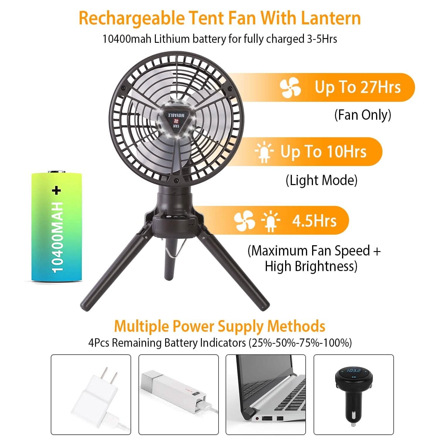 10400 mAh Portable Camping Fan Sports & Outdoors - DailySale