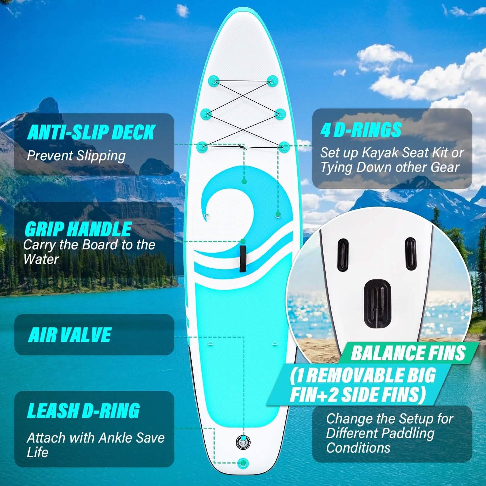 10’6” x 32”x 6” Paddle Boards for Adults with Premium SUP Accessories and Backpack Sports & Outdoors - DailySale