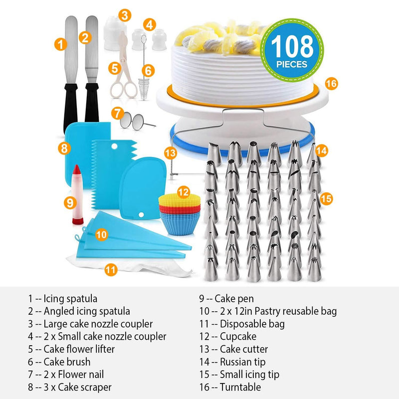 108-Piece: Cake Decorating Supplies Kit Kitchen Tools & Gadgets - DailySale