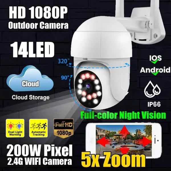 1080P Outdoor Full Color Night Vision Surveillance Camera Smart Home & Security - DailySale