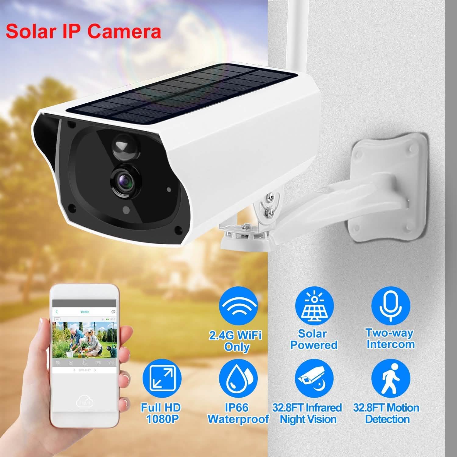 1080P Solar Powered Wifi IP Camera Smart Home & Security - DailySale