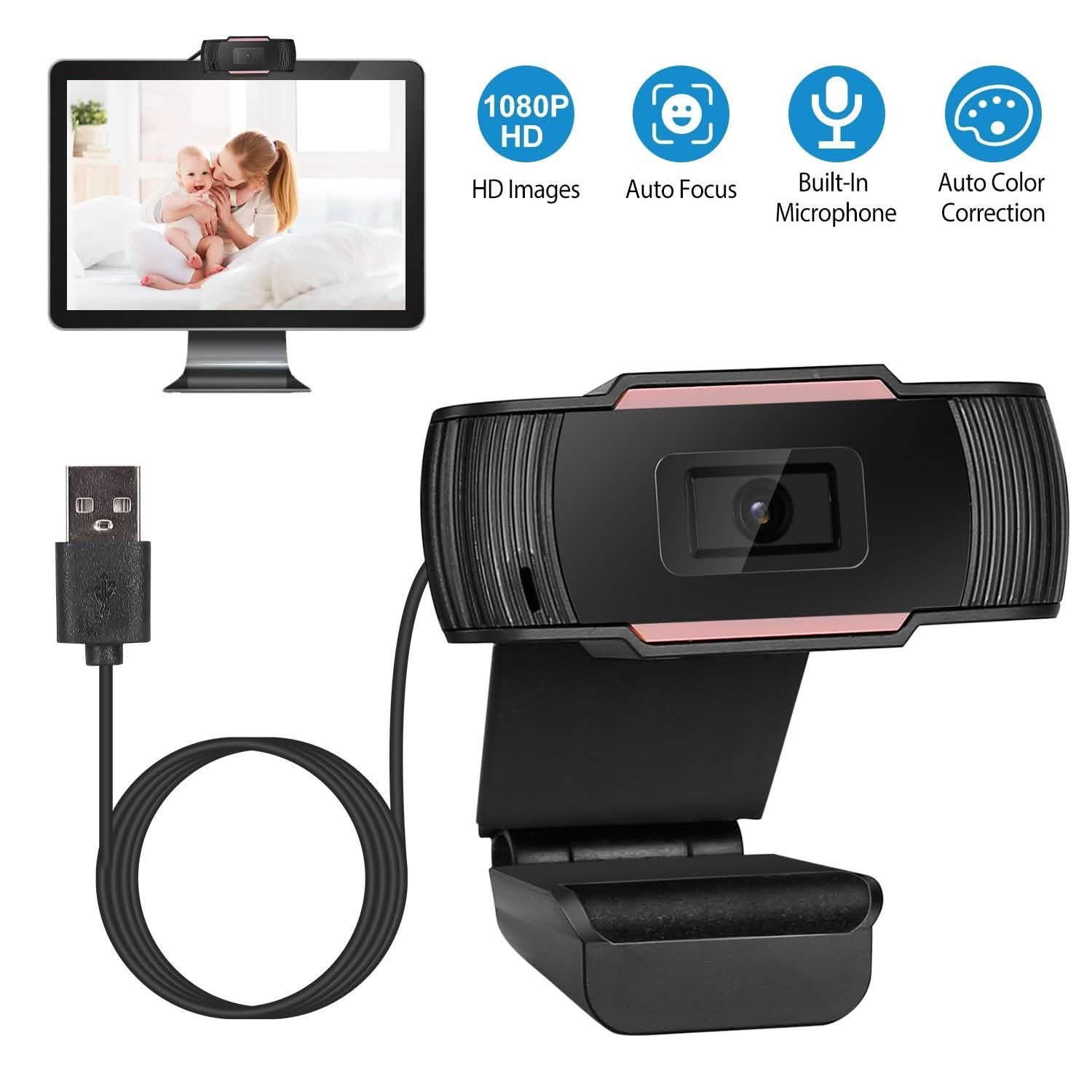 1080P USB Webcam 170 Degree Vertical Adjustment with Clip Computer Accessories - DailySale