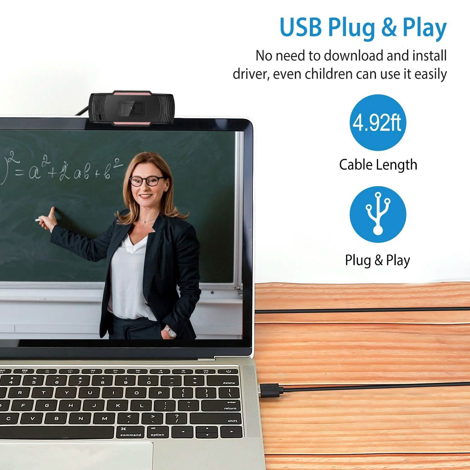 1080P USB Webcam 170 Degree Vertical Adjustment with Clip Computer Accessories - DailySale