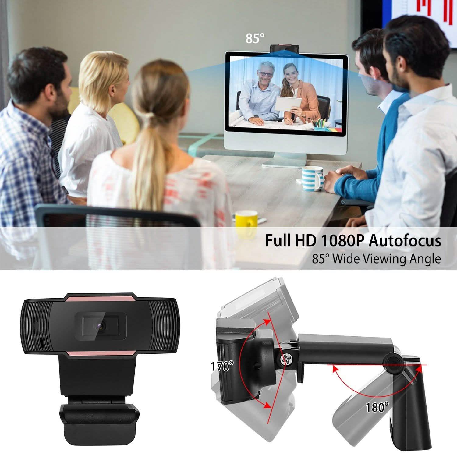 1080P USB Webcam 170 Degree Vertical Adjustment with Clip Computer Accessories - DailySale
