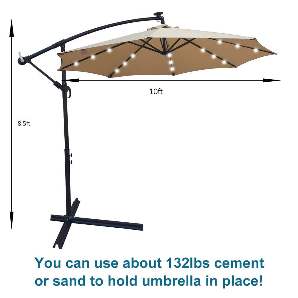 10ft Solar-Powered Patio Umbrella Garden & Patio - DailySale
