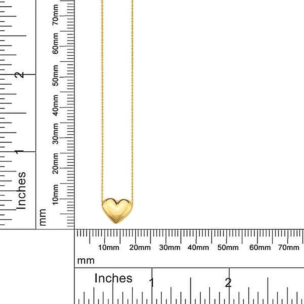 10K Gold Puffed Heart Necklace for Women Adjustable Necklaces - DailySale