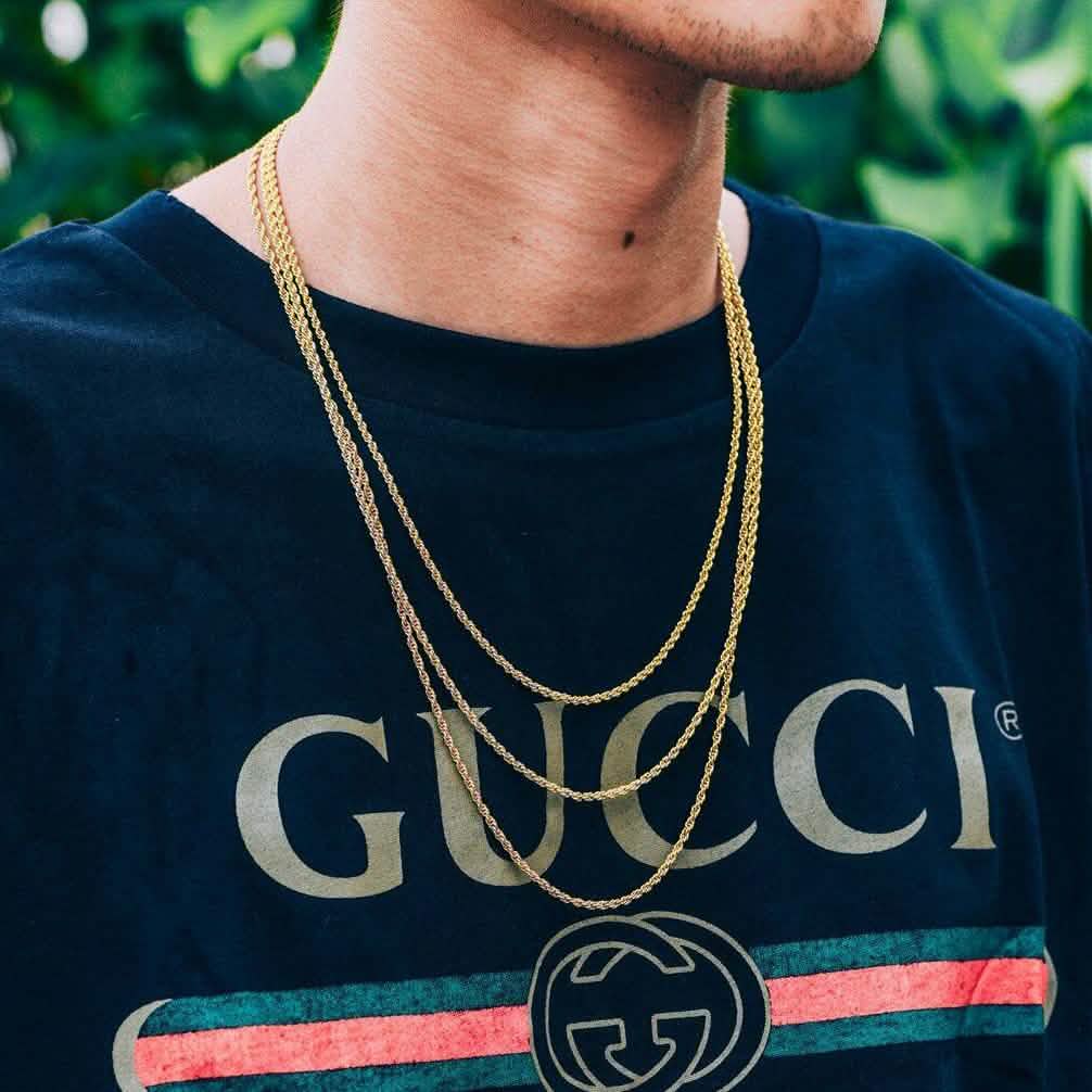 10k Solid Gold Rope Chain 2.5mm Necklaces - DailySale