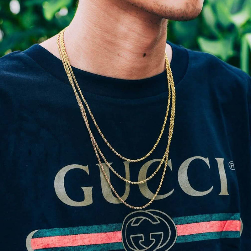 10k Solid Gold Rope Chain 2.5mm Necklaces - DailySale