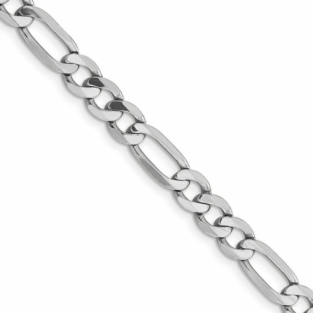 10K Solid White Gold Figaro Chain Necklace Necklaces 20" - DailySale