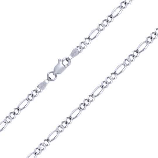 10K White Gold Men Women 2.5mm Solid Figaro Chain Pendant Necklace Necklaces 16" - DailySale