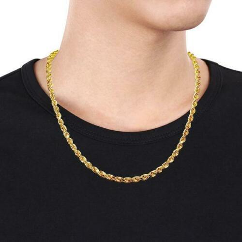 10K Yellow Gold 3.5mm Unisex Diamond Cut Rope Chain Necklace Necklaces 16" - DailySale