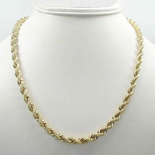 10K Yellow Gold 5mm Unisex Diamond Cut Rope Chain Necklace Necklaces 18" - DailySale