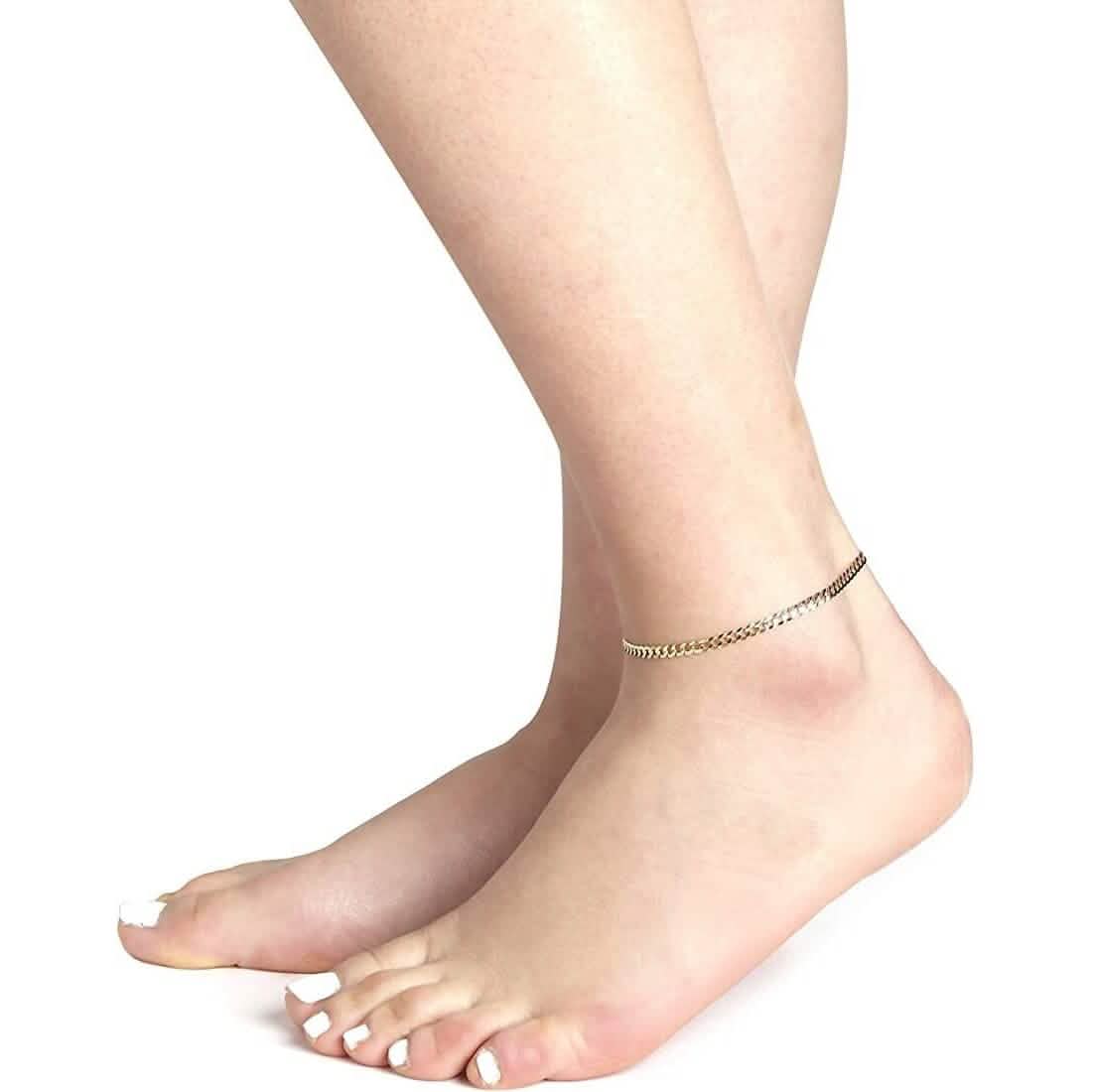 10K Yellow Gold Cuban Curb Chain Bracelet Anklet For Women – 2mm Bracelets - DailySale