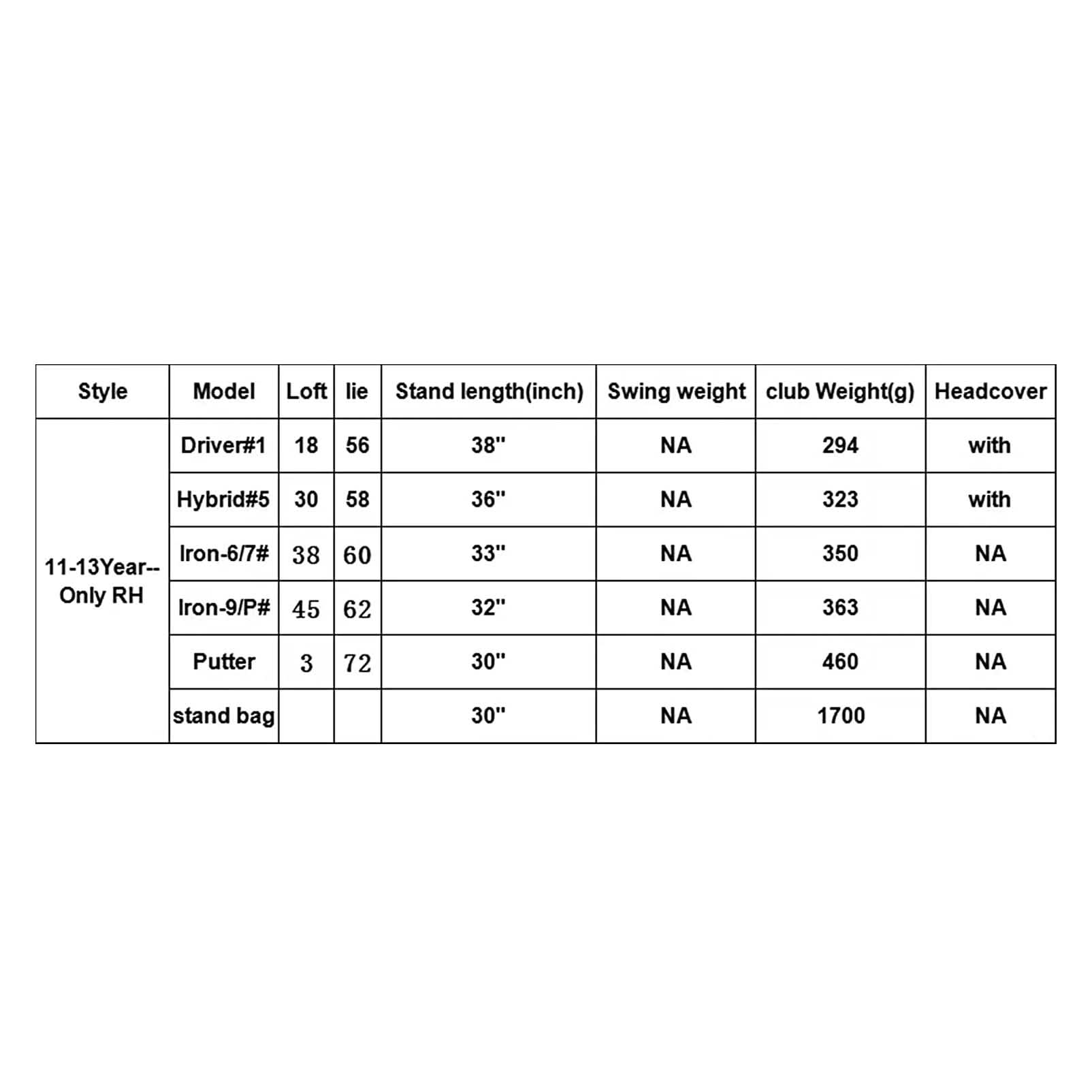 11-13 Age Lightweight Junior Golf Clubs Sports & Outdoors - DailySale