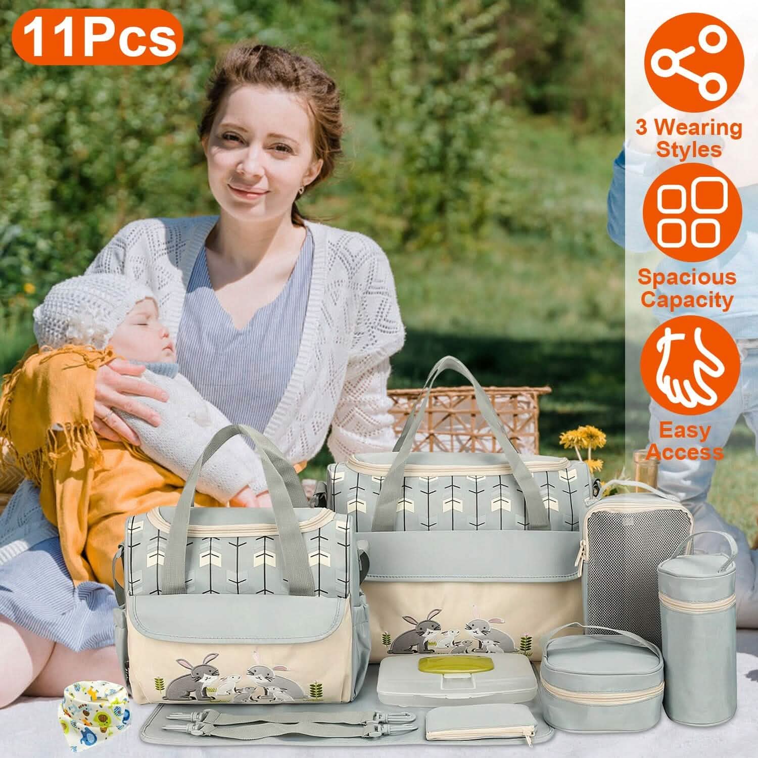 11-Piece Set: Multifunctional Diaper Handbags with Food Bag Bags & Travel - DailySale