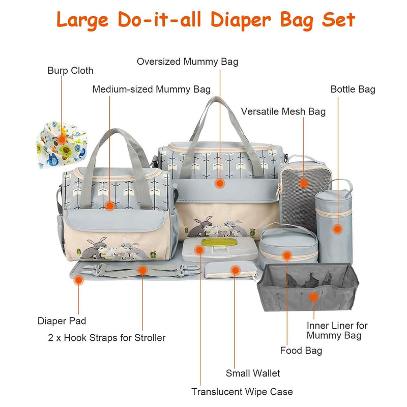 11-Piece Set: Multifunctional Diaper Handbags with Food Bag Bags & Travel - DailySale