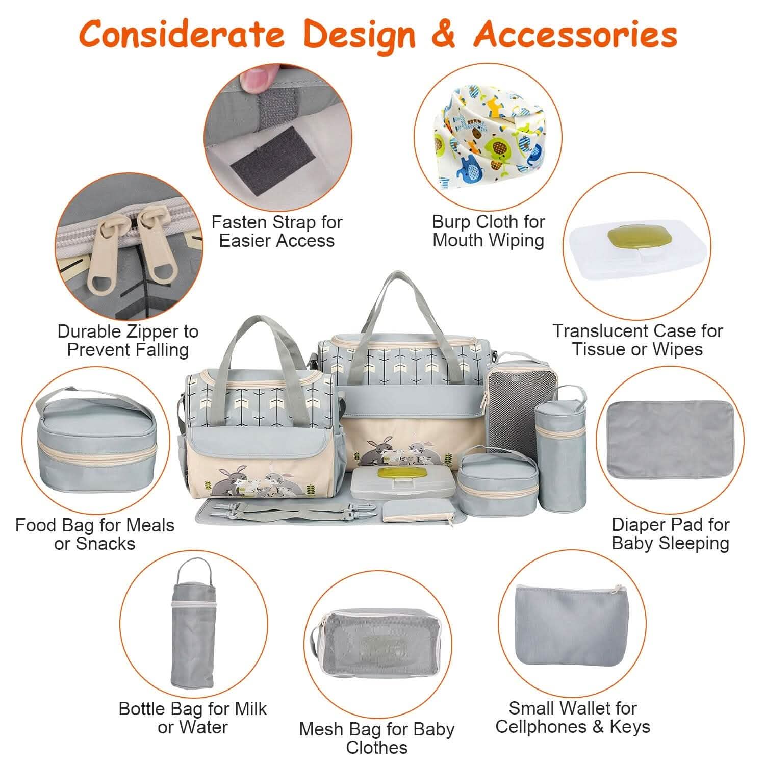 11-Piece Set: Multifunctional Diaper Handbags with Food Bag Bags & Travel - DailySale