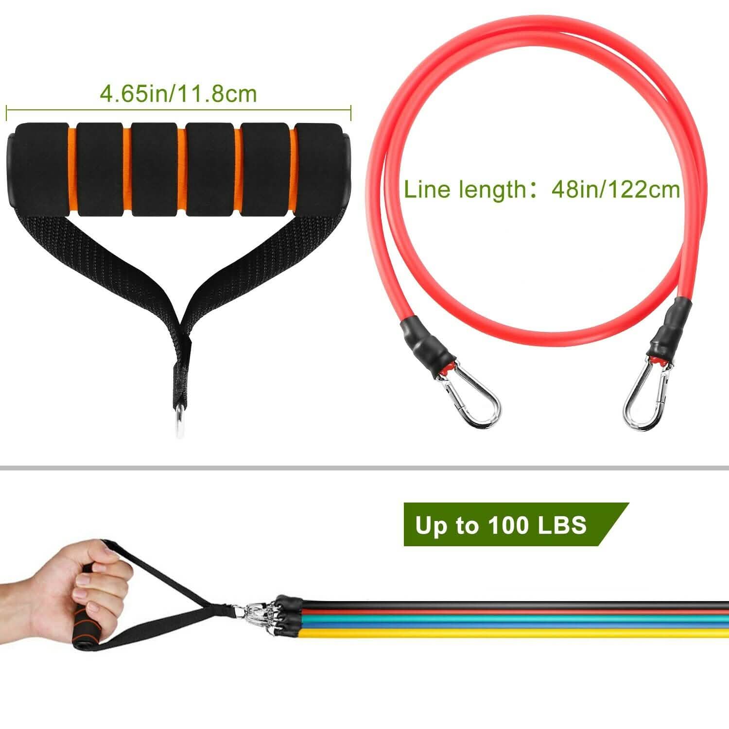 11-Piece Set: Resistance Bands Set Fitness Fitness - DailySale