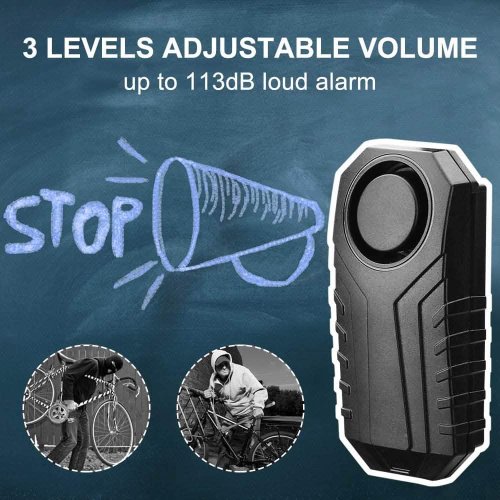 113dB Wireless Vibration Motion Sensor Waterproof Bike Alarm with Remote Sports & Outdoors - DailySale