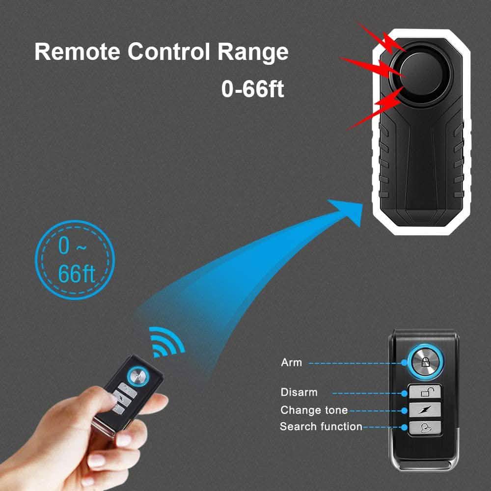 113dB Wireless Vibration Motion Sensor Waterproof Bike Alarm with Remote Sports & Outdoors - DailySale