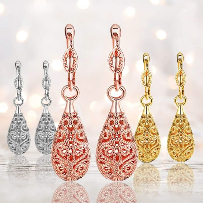 18K Gold Laser Cut Filigree Drop Earrings - Assorted Colors - DailySale, Inc