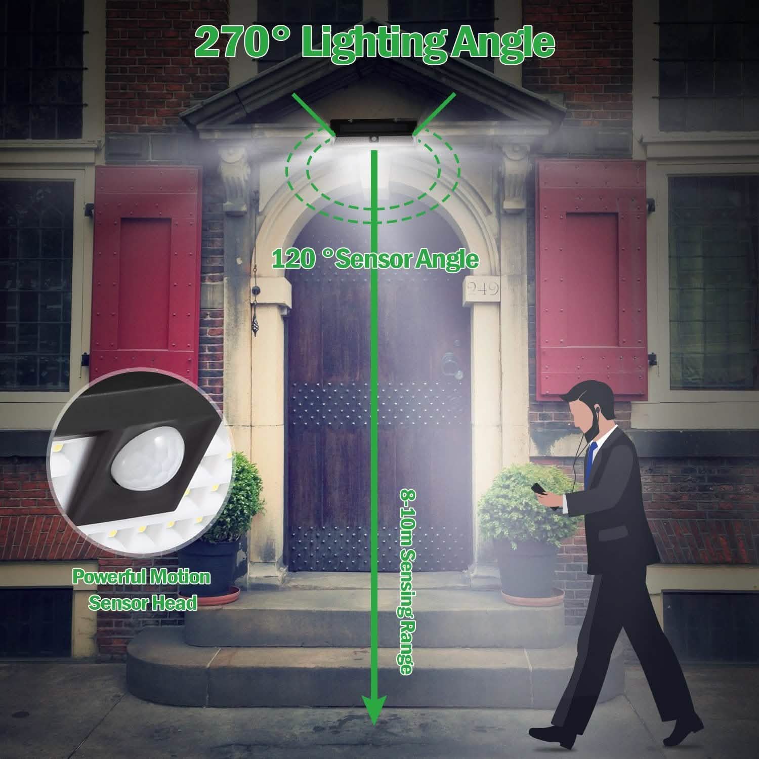 118 LEDs Solar Wall Light Outdoor Motion Sensor Lamp Outdoor Lighting - DailySale
