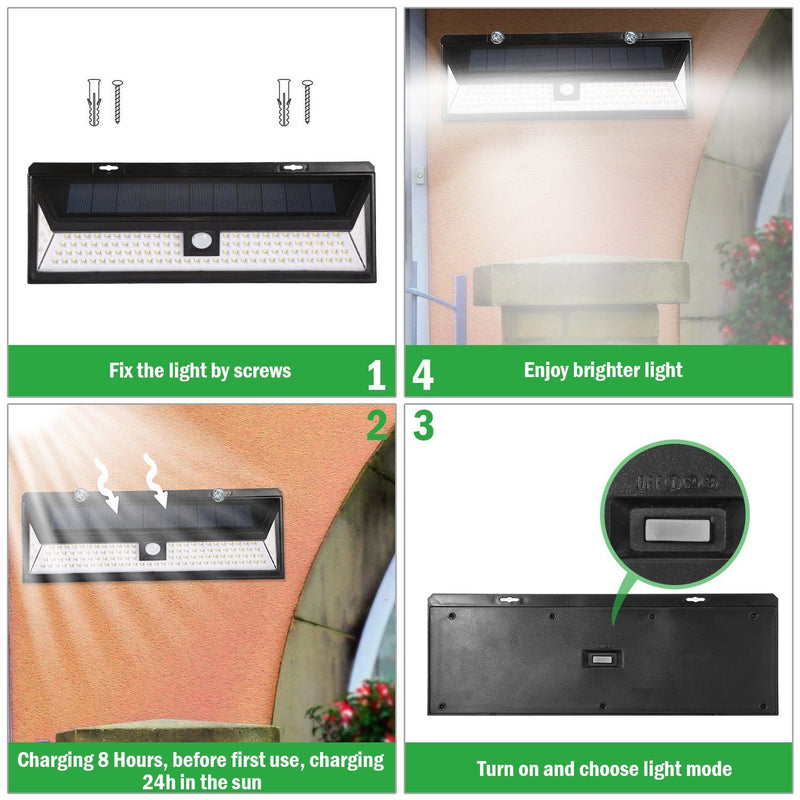118 LEDs Solar Wall Light Outdoor Motion Sensor Lamp Outdoor Lighting - DailySale
