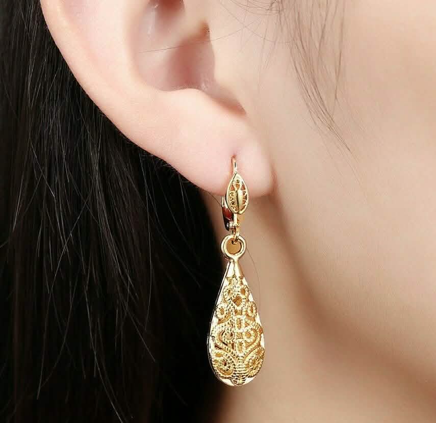 18K Gold Laser Cut Filigree Drop Earrings - Assorted Colors - DailySale, Inc