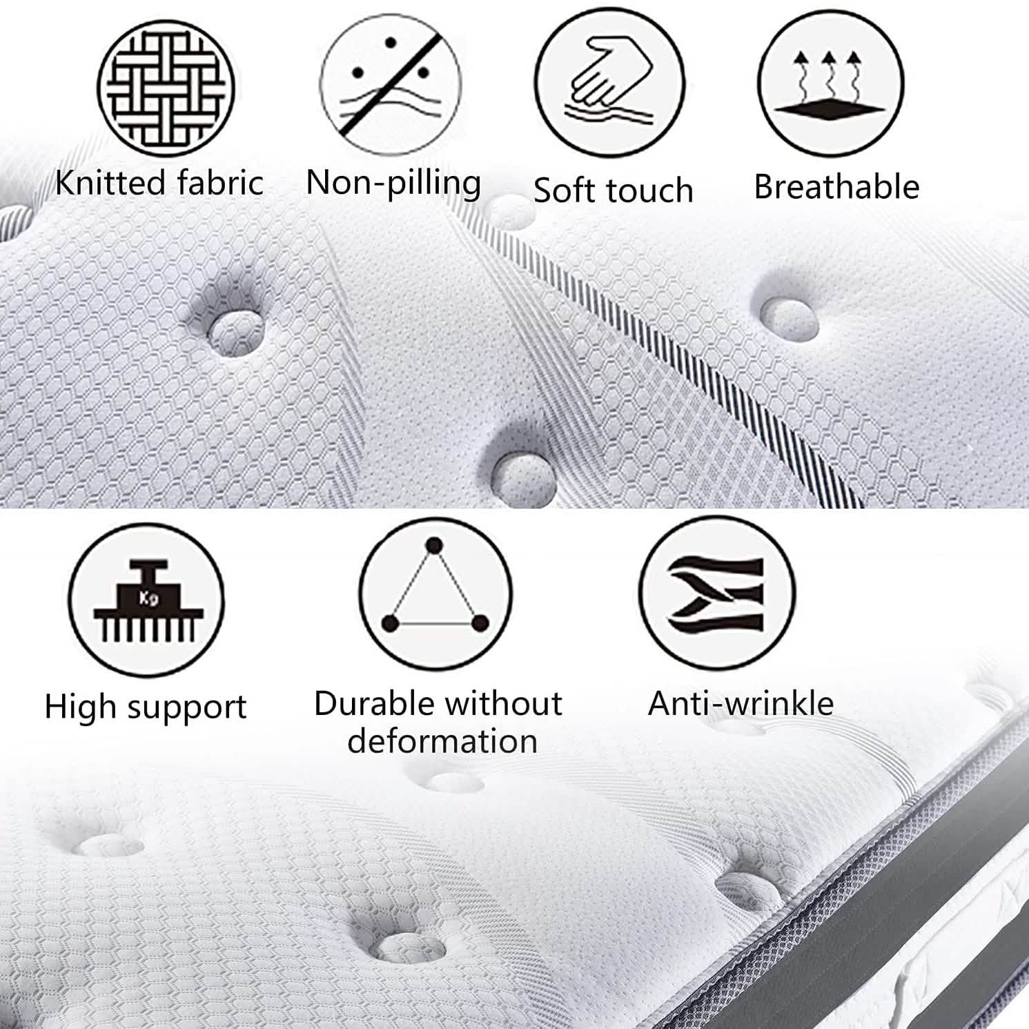 12" Hybrid Pocket Spring Mattress Bedding - DailySale