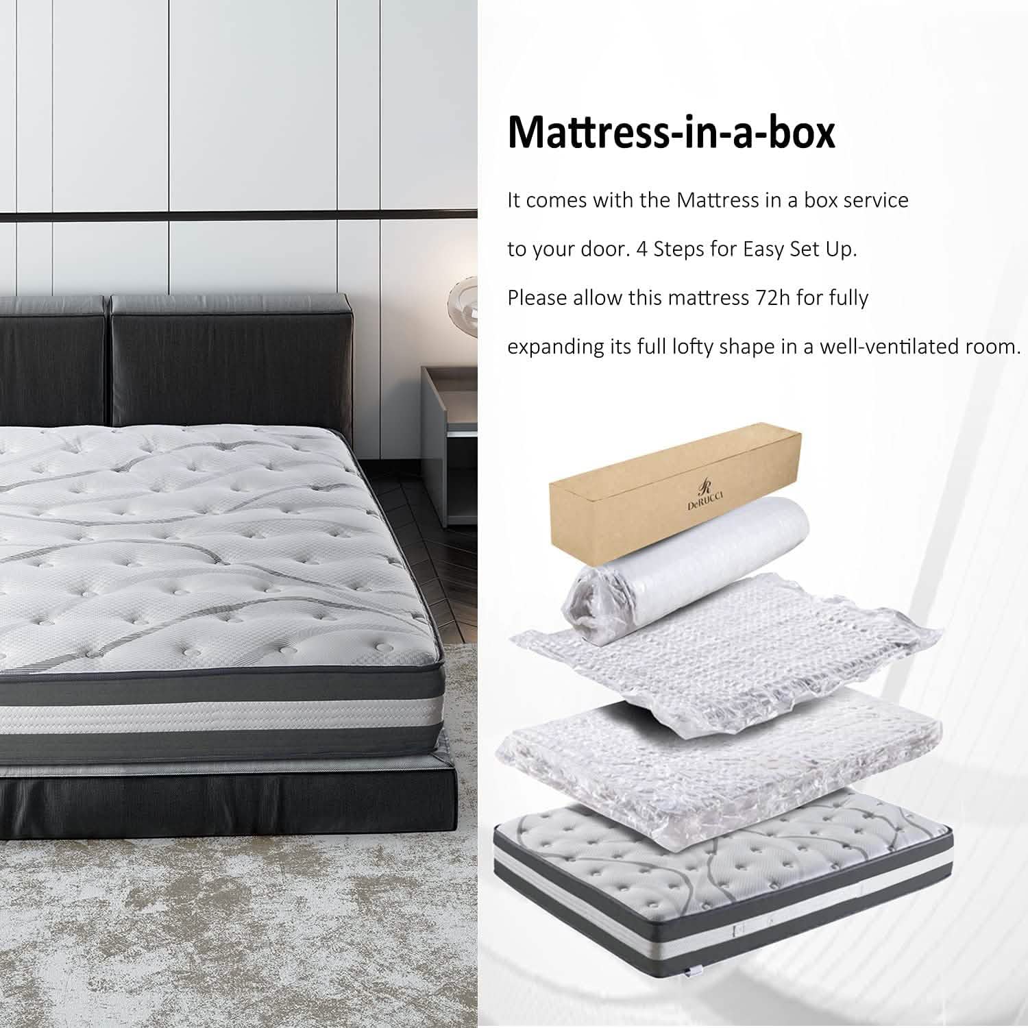 12" Hybrid Pocket Spring Mattress Bedding - DailySale