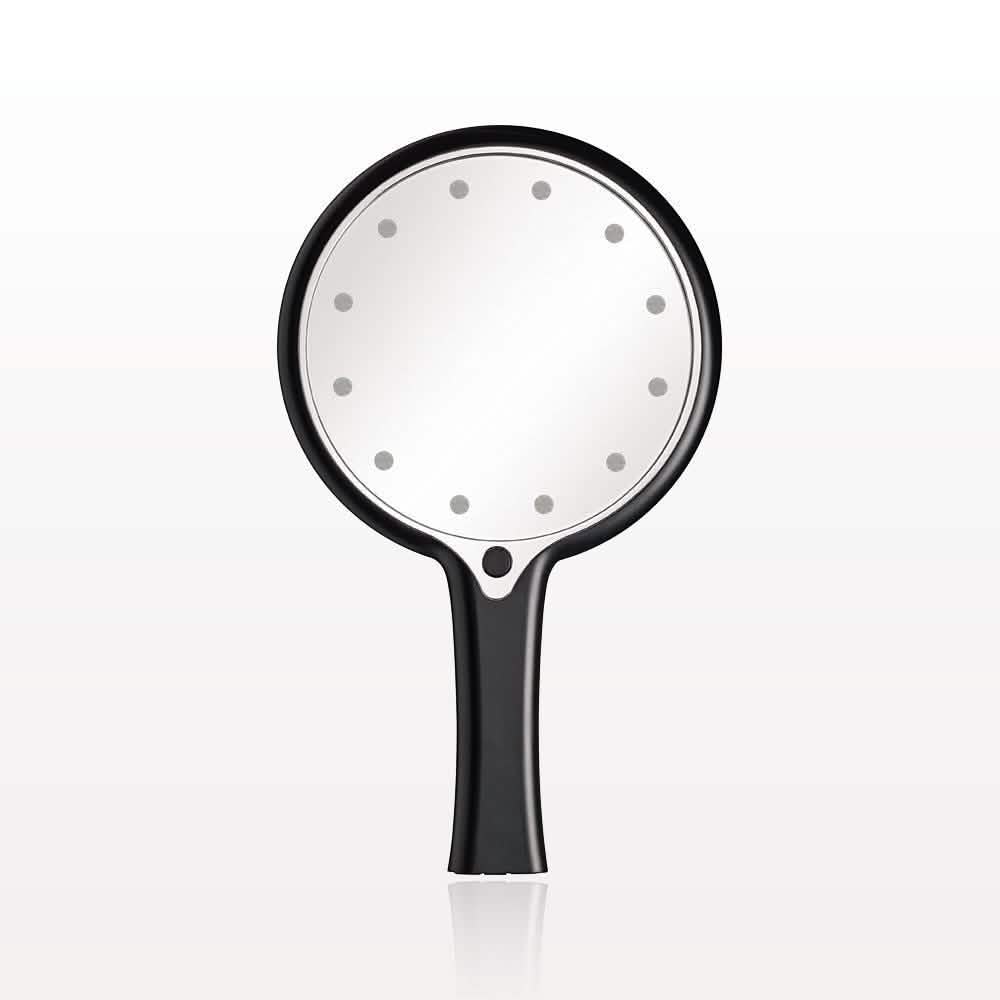 12 LED Lighted Hand Held Cosmetic Mirror, Black Beauty & Personal Care - DailySale