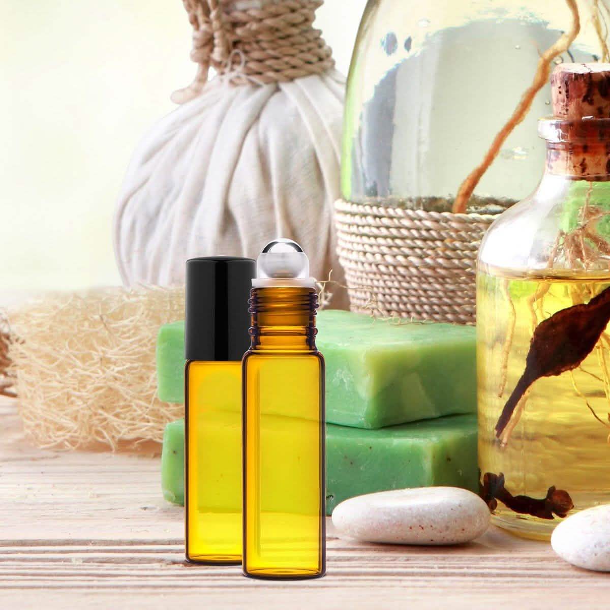 12-Pack: Amber Glass Bottles 10ml with Stainless Steel Roller Balls Everything Else - DailySale