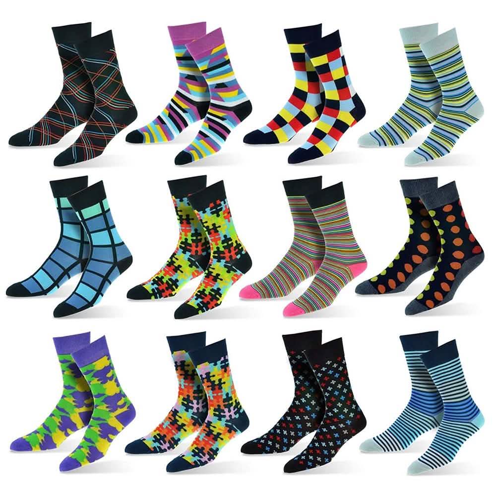 12-Pack: Cotton Fashion Patterned Men's Socks Men's Apparel Collection D - DailySale