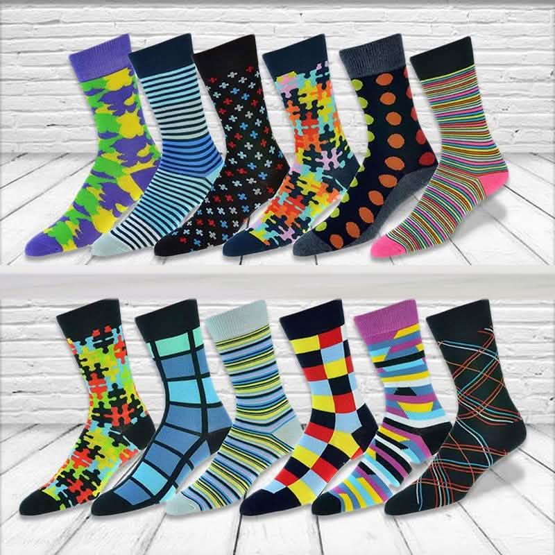 12-Pack: Cotton Fashion Patterned Men's Socks Men's Apparel - DailySale