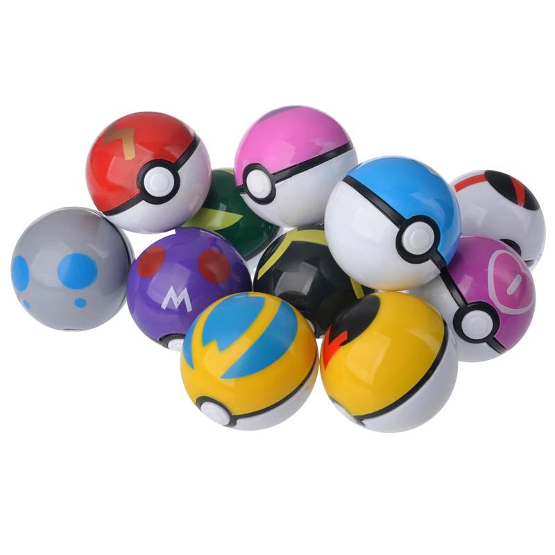 11 different Poke Balls in a pile all facing different directions on a white background