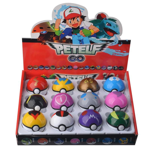 Top view of a 12-pack case of Pocket Monster Pikachu Action Poke Ball Figures, availalbe at Dailysale