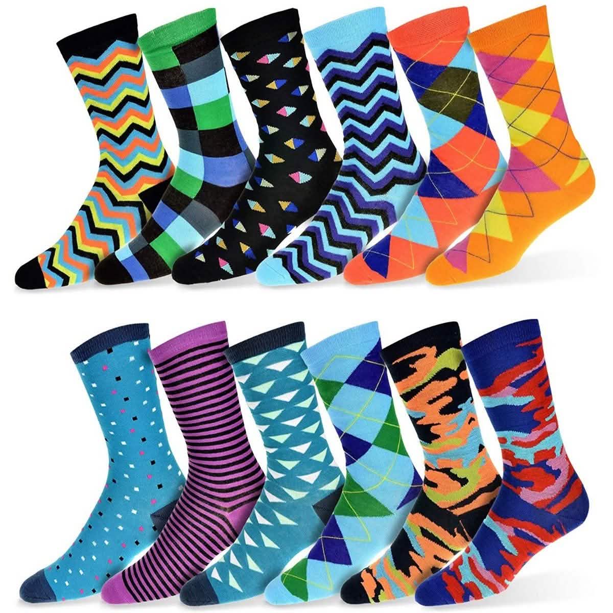 12-Pair: Robert Shweitzer Colorful Dress Socks for Men Men's Apparel Collection D - DailySale