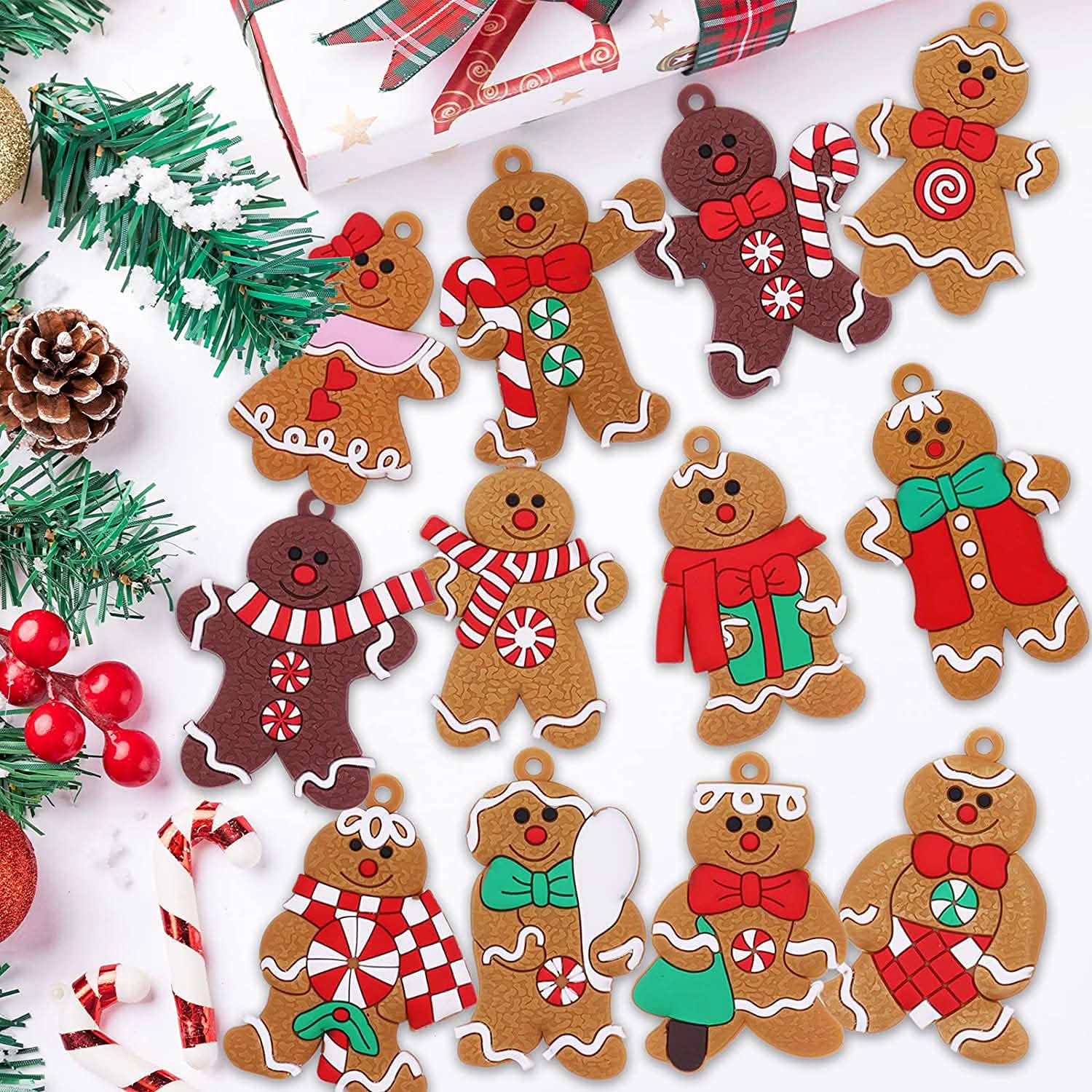12-Piece: Gingerbread Man Ornaments Holiday Decor & Apparel - DailySale