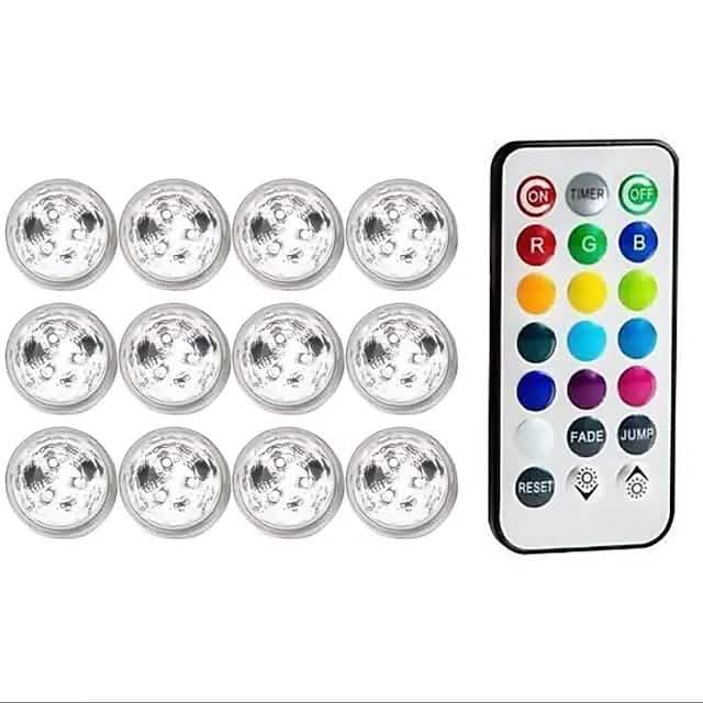 12-Piece: LED RGB Diving Light Remote Control Decorative Light Indoor Lighting - DailySale