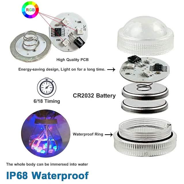 12-Piece: LED RGB Diving Light Remote Control Decorative Light Indoor Lighting - DailySale