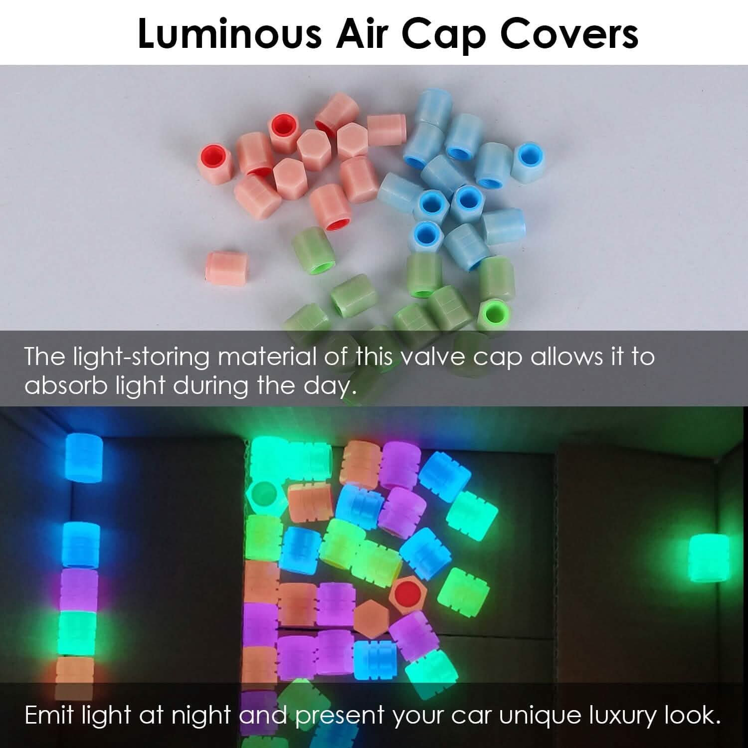 12-Piece: Luminous Car Tire Valve Stem Covers Automotive - DailySale