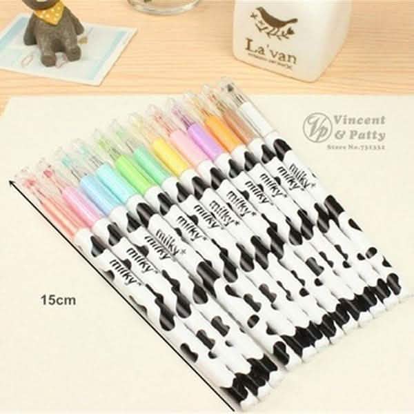 12-Piece: Milky Cow Multicolor Gel Pens Art & Craft Supplies - DailySale