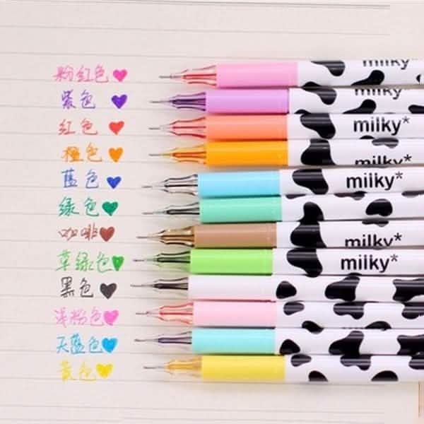 12-Piece: Milky Cow Multicolor Gel Pens Art & Craft Supplies - DailySale