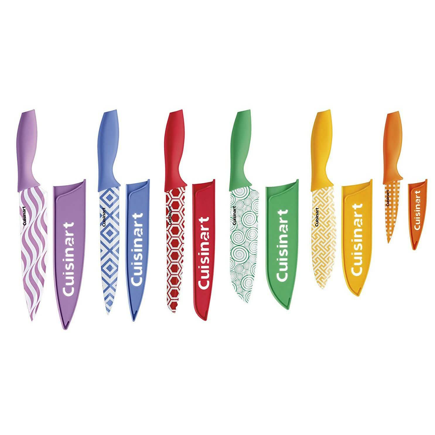 12-Piece Set: Cuisinart Printed Color Knife With Blade Guards Kitchen Essentials - DailySale