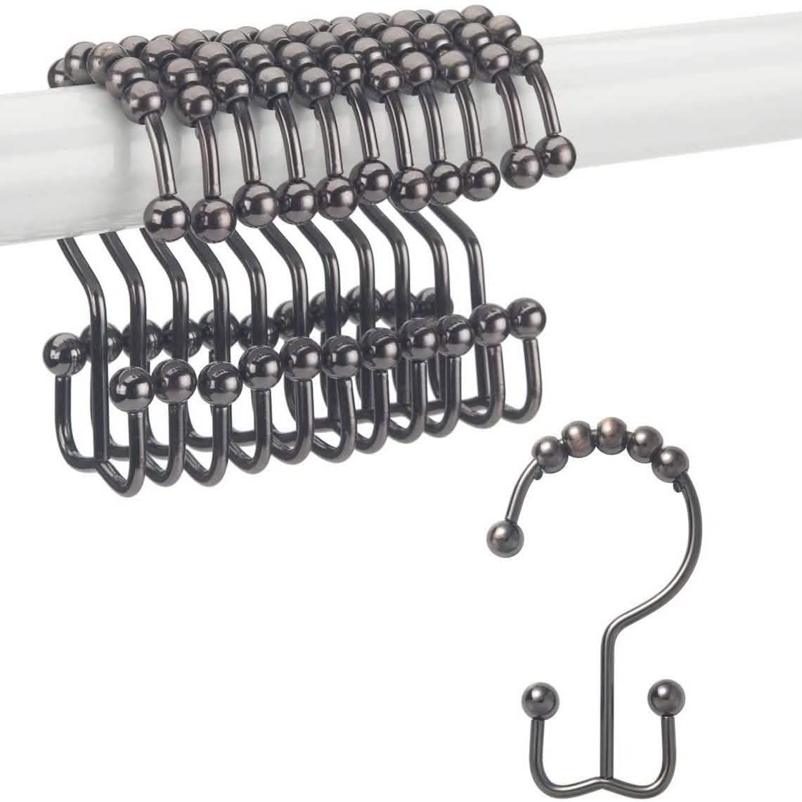 12-Piece Set: Titanker Shower Curtain Hooks Rings Bath Bronze - DailySale
