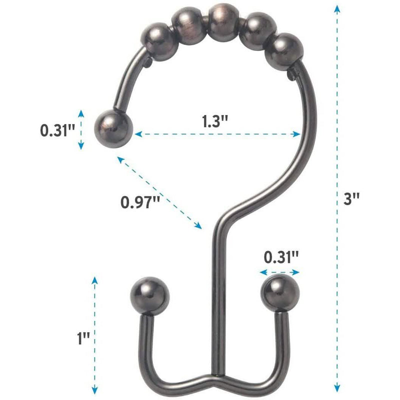 12-Piece Set: Titanker Shower Curtain Hooks Rings Bath - DailySale