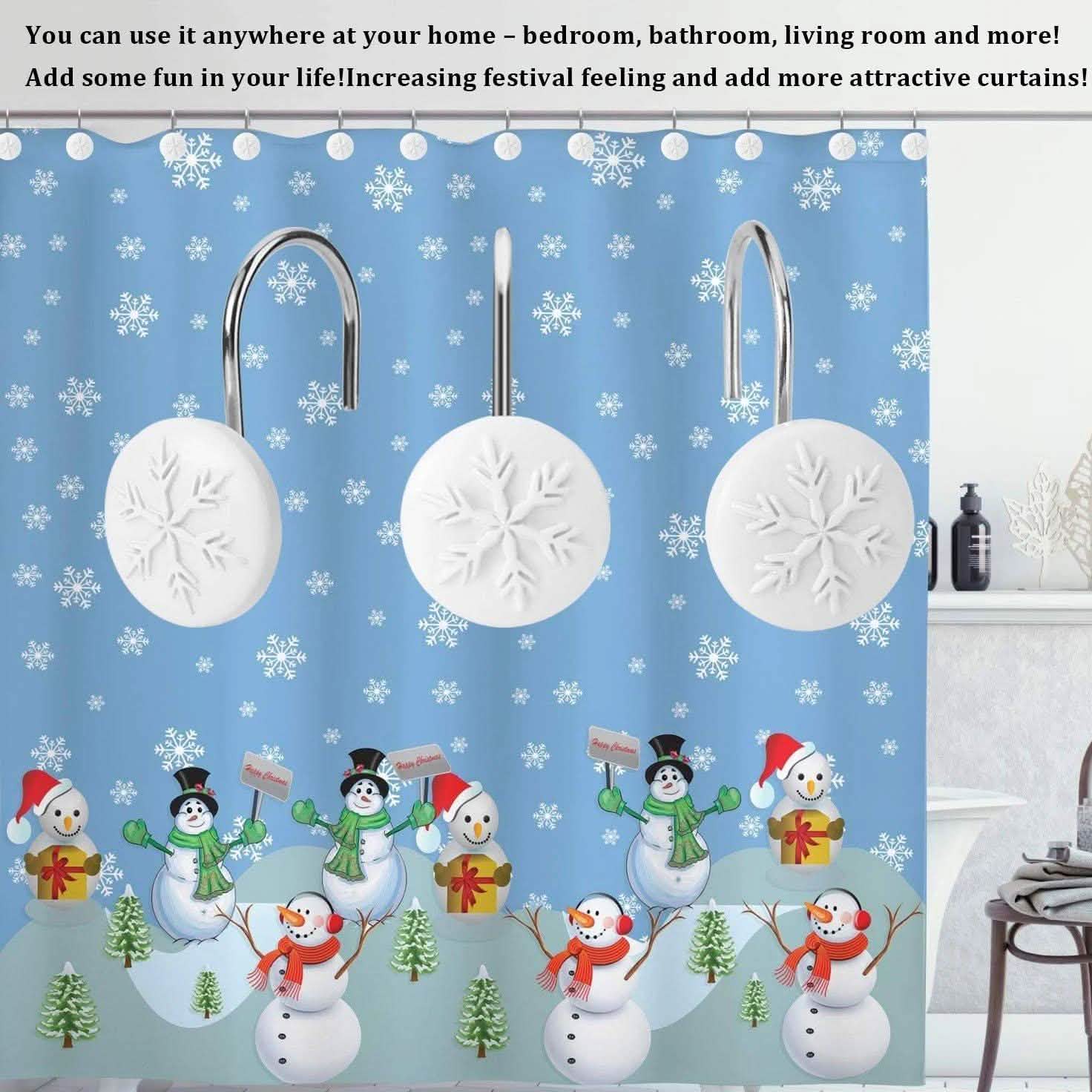 12-Piece: Snowflake Anti-Rust Round Shower Curtain Hooks for Home Bathroom Decor Lighting & Decor - DailySale