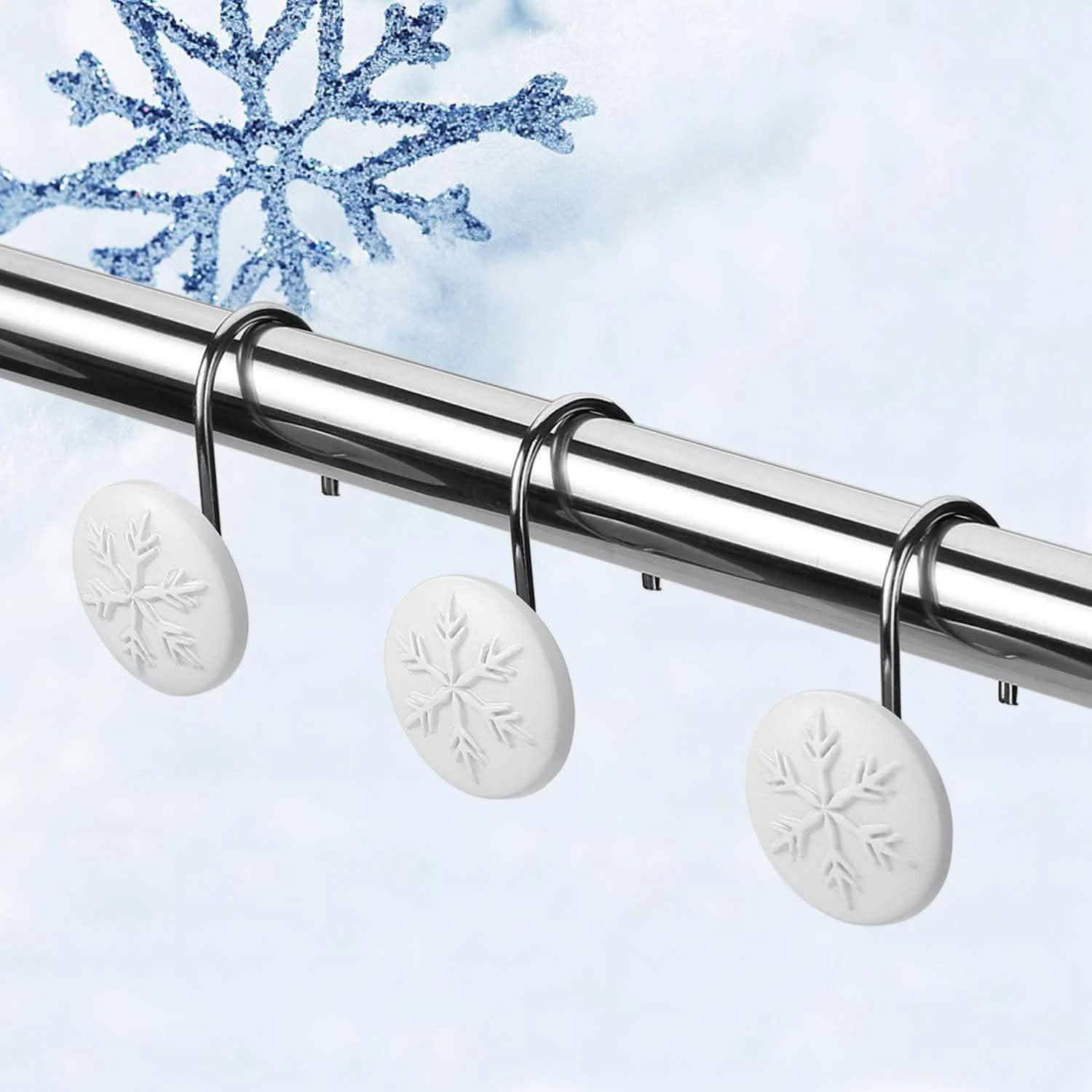 12-Piece: Snowflake Anti-Rust Round Shower Curtain Hooks for Home Bathroom Decor Lighting & Decor - DailySale